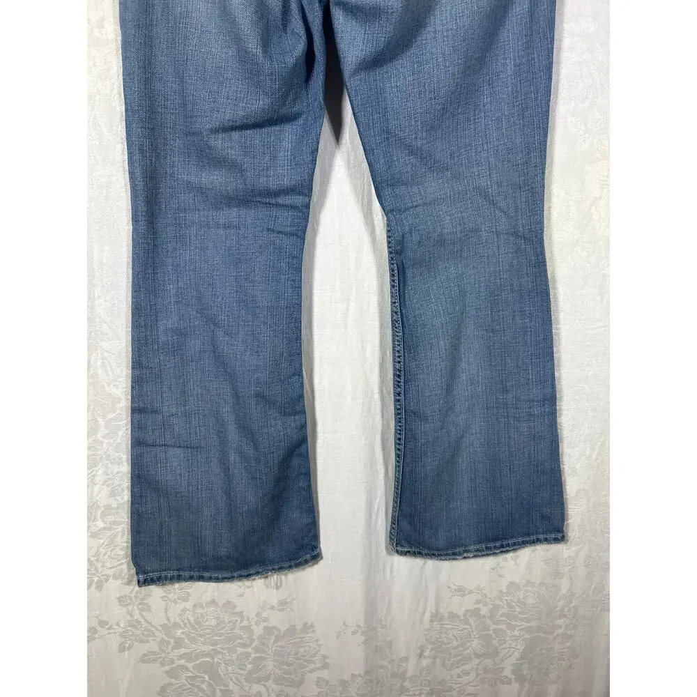 BKE Jeans 31x31.5 Sabrina Low Rise Flare Vintage Y2K Distressed Blue Denim